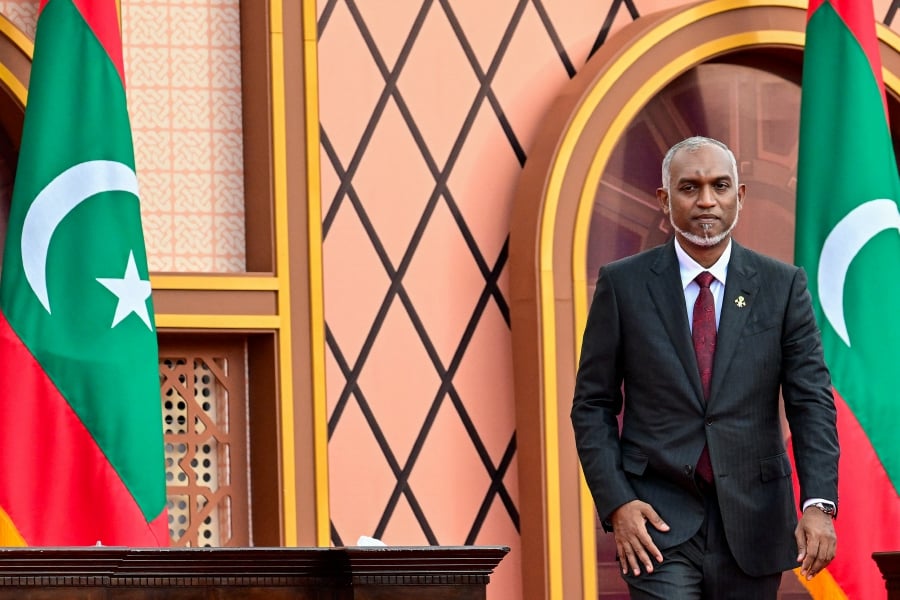 Maldives' president Mohamed Muizzu vowed on November 17 to expel Indian troops deployed in the strategically located archipelago, in his first speech to the nation after being sworn into power. According to Male’s foreign ministry, India will start withdrawing its troops deployed in the Maldives from next month. -AFP/Ishara S. KODIKARA