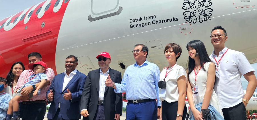 During a ceremony at Kota Kinabalu International Airport, AirAsia paid tribute by naming one of its planes after Sabah Tourism icon, the late Datuk Irene Charuruks. -PIC COURTESY OF SABAH TOURISM BOARD