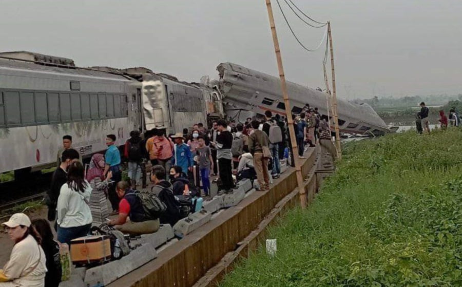 At least three people were killed when commuter trains collided in Indonesia’s West Java province. -PIC CREDIT: X/TWITTER