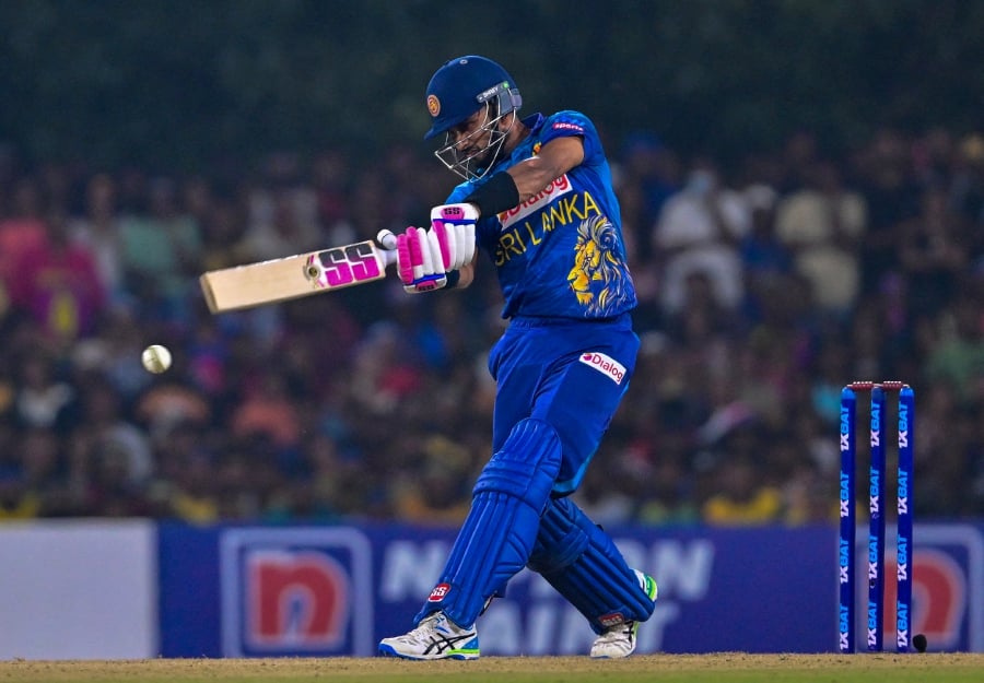 Sri Lanka's Dasun Shanaka plays a shot. -AFP/Ishara S. KODIKARA
