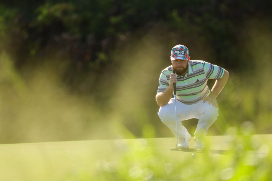 Tyrrell Hatton of England lines up his putt on the sixth green during the second round of The Sentry at Plantation Course at Kapalua Golf Club on January 05, 2024 in Kapalua, Hawaii. -AFP/Kevin C. Cox