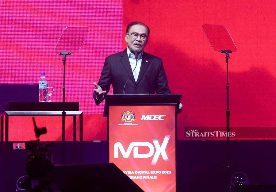 Prime Minister Datuk Seri Anwar Ibrahim at the launch of the Malaysia Digital Expo 2023 Grand Finale. -NSTP/EIZAIRI SHAMSUDIN