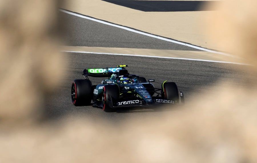 Aston Martin's Spanish driver Fernando Alonso drives during the third practice session of the Bahrain Formula One Grand Prix at the Bahrain International Circuit in Sakhir. Bob Bell left the Alpine Formula One team to join Aston Martin as technical executive director. -AFP/Giuseppe CACACE