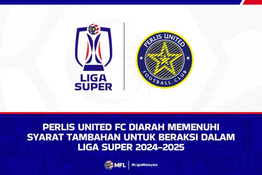 Malaysian Football League (MFL) said Perlis FC will need to fulfil four criteria by March 21 if they are to qualify for a Super League licence. -PIC CREDIT: FACEBOOK/PERLIS FC