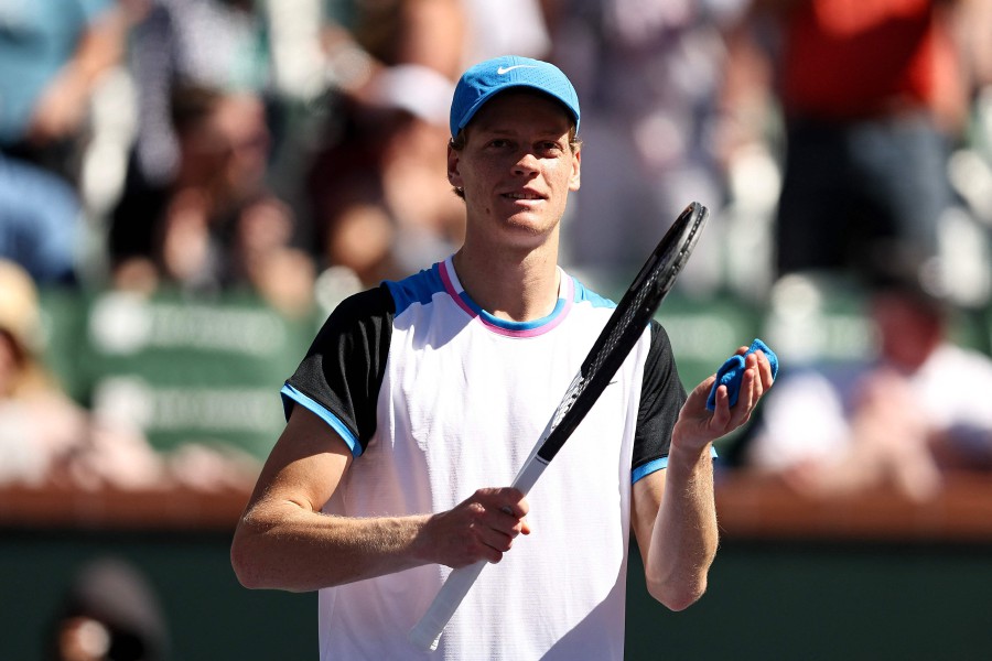 Jannik Sinner of Italy celebrates after defeating Thanasi Kokkinakis of Australia during the BNP Paribas Open at Indian Wells Tennis Garden on March 08, 2024 in Indian Wells, California. - AFP pic