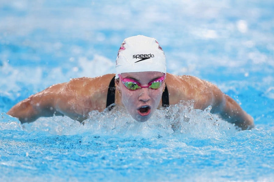 Regan Smith competes in the Women's 200 Meter Butterfly heats on Day 3 of the TYR Pro Swim Series Westmont at FMC Natatorium in Westmont, Illinois. -AFP/Michael Reaves