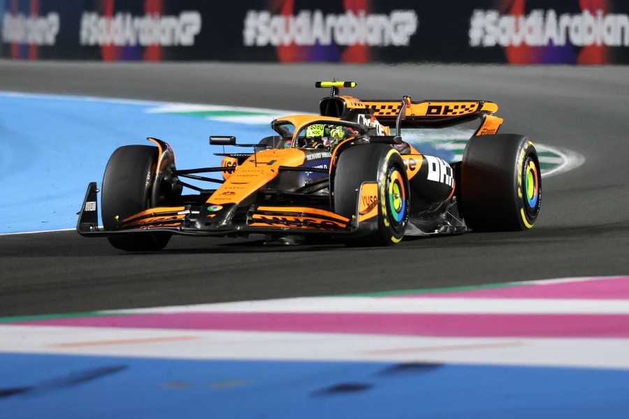 McLaren's British driver Lando Norris competes during the Saudi Arabian Formula One Grand Prix at the Jeddah Corniche Circuit in Jeddah. -AFP/JOSEPH EID