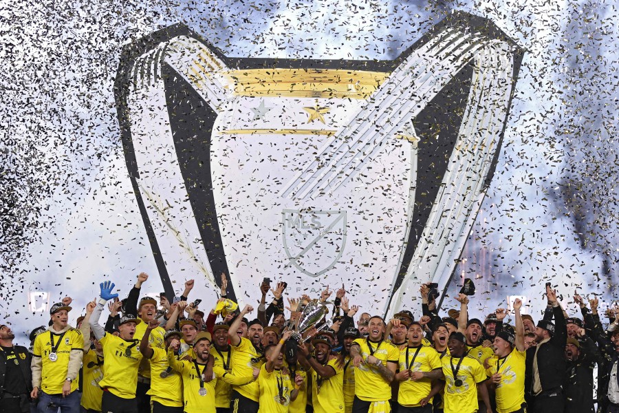 The Columbus Crew celebrate after winning the 2023 MLS Cup against the Los Angeles FC at Lower.com Field in Columbus, Ohio. -AFP/Maddie Meyer