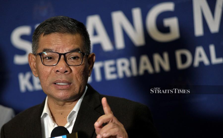 Home Minister Datuk Seri Saifuddin Nasution Ismail. Saifuddin who is also the joint chairman of the State Development Action Council (MTPNg), said that as of yesterday (January 14), the progress of the Federal government project was at 78.13 per cent. -NSTP/MOHD FADLI HAMZAH