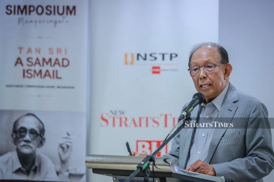 Tun Musa Hitam at the Simposium Memperingati Tan Sri A Samad Ismail. -NSTP/ASYRAF HAMZAH
