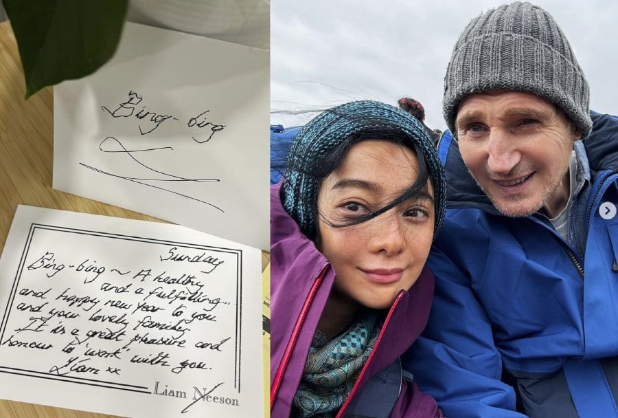 Chinese actress Fan Bingbing has received a Chinese New Year gift from Hollywood actor Liam Neeson. -PIC SOURCE: SOCIAL MEDIA