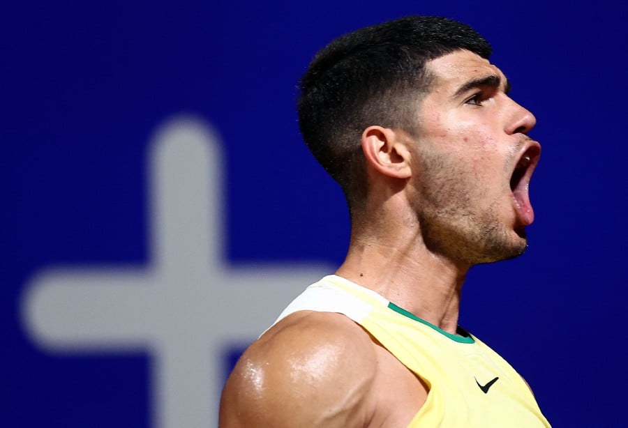 Spain's Carlos Alcaraz celebrates a point against Italy's Andrea Vavassori during their quarter final match of the ATP 250 Argentina Open tennis tournament in Buenos Aires on February 16, 2024. -AFP/ALEJANDRO PAGNI