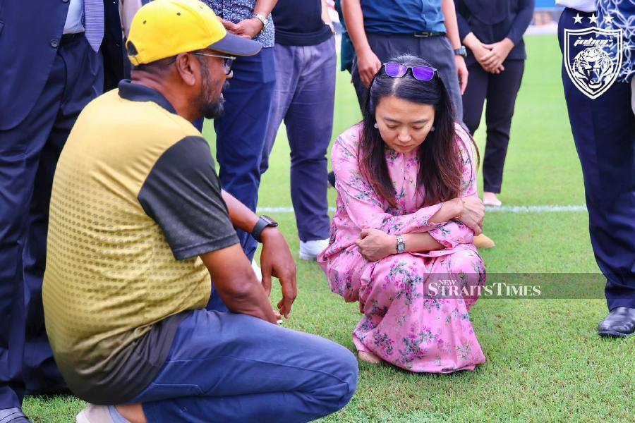 Youth and Sports Minister Hannah Yeoh at the Tan Sri Hassan Yunos Stadium in Larkin, Johor. PIC CREDIT: FACEBOOK/JOHOR SOUTHERN TIGERS