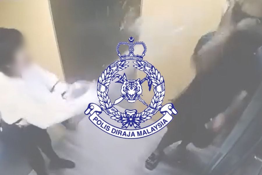 Screen grab of a video depicting a man being splashed with hot water inside the lift. -CREDIT: SOCIAL MEDIA