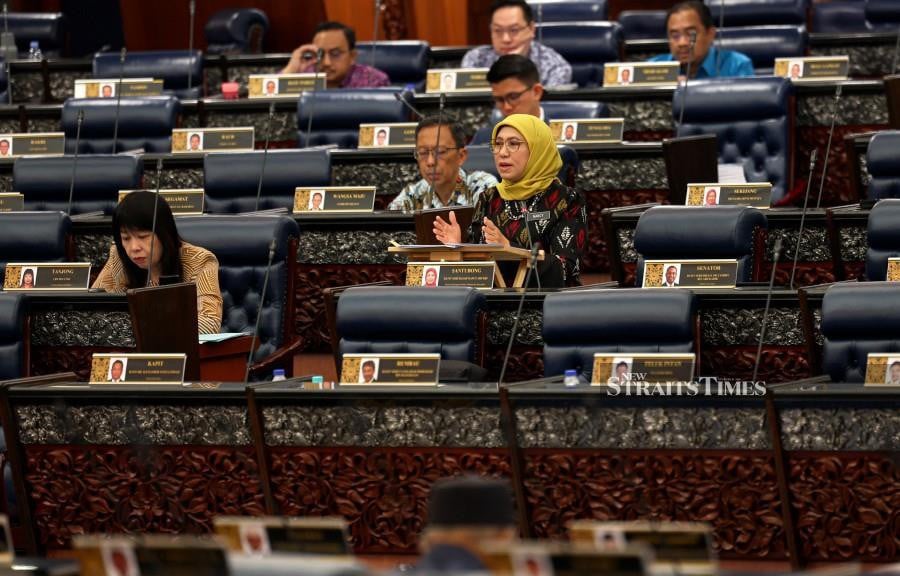 Women, Family and Community Development Minister Datuk Seri Nancy Shukri in Dewan Rakyat. -BERNAMA PIC
