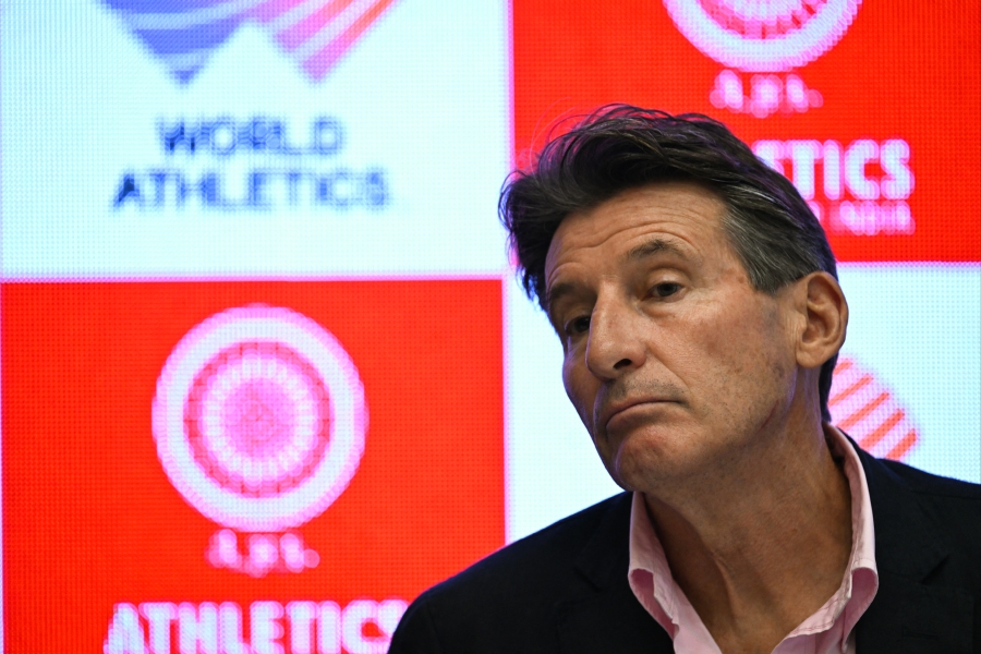 (FILE PHOTO) World Athletics (WA) president Sebastian Coe. Russian competitors remain banned from track and field events at next year’s Paris Olympics but Sebastian Coe on Monday conceded that “the world changes” and said the situation was being monitored. -AFP/INDRANIL MUKHERJEE