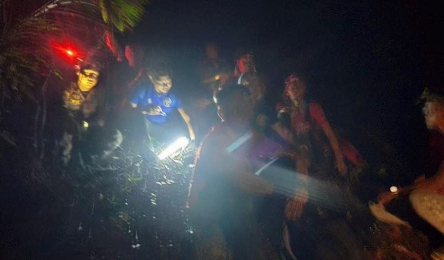 Three hikers rescued after being stranded for more than eight hours at Tasik Biru, Kangkar Pulai, may face trespassing charges. -PIC COURTESY OF JOHOR FORESTRY DEPARTMENT