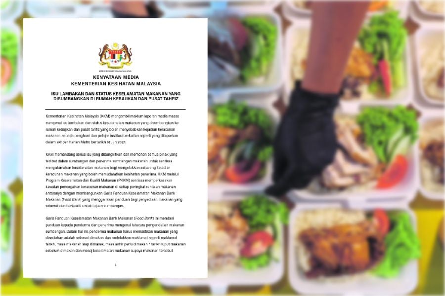 In a statement today, the ministry said a safety note on such meals should also be included to say that they must be consumed within four hours after they were prepared. -NSTP PIC