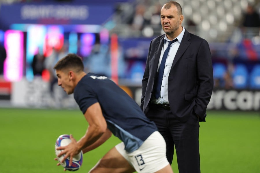 Argentina's Autralian head coach Michael Cheika is seen ahead of the France 2023 Rugby World Cup semi-final match between Argentina and New Zealand at the Stade de France in Saint-Denis. -AFP/Thomas SAMSON