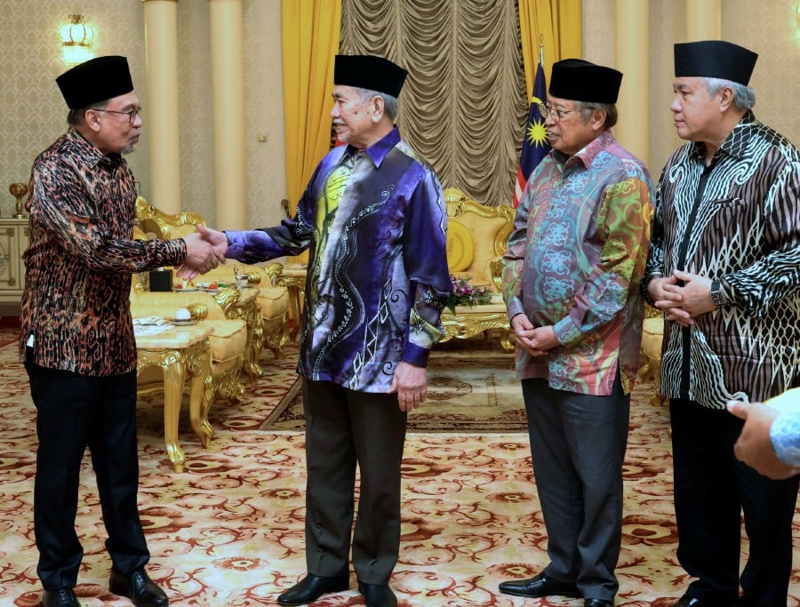 Prime Minister Datuk Seri Anwar Ibrahim paid a courtesy visit to the Yang Dipertua Negeri of Sarawak, Tun Dr Wan Junaidi Tuanku Jaafar, at the Astana Negeri. -BERNAMA PIC