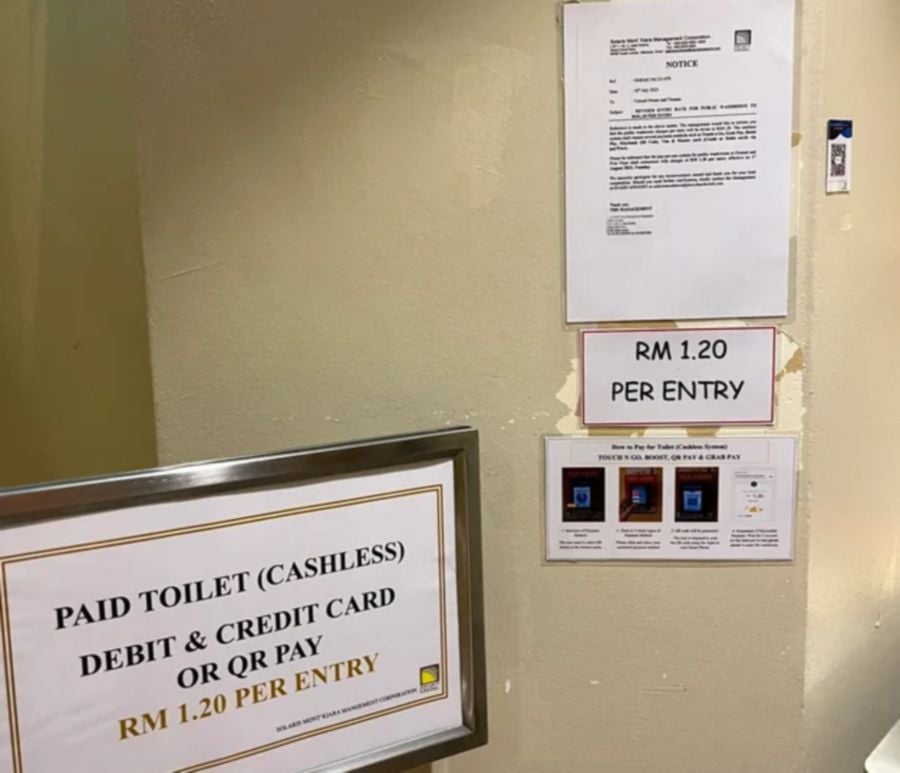 A cashless pay-per-use public toilet in Solaris Mont Kiara has been met with mixed reactions from the online community on Reddit Malaysia, @r/malaysia. -PIC CREDIT: REDDIT/MALAYSIA