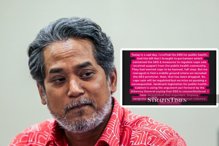 Former health minister Khairy Jamaluddin took to Instagram venting out his frustration following the tabling of the bill for first reading in the Dewan Rakyat today. -NSTP FILE