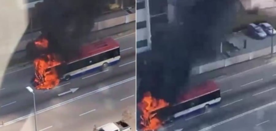 All six passengers and the driver of a RapidKL bus that caught fire. PIC CREDIT: X
