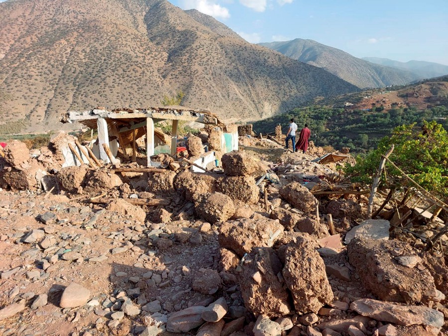 The powerful earthquake that struck on Sept 8 caused all 80 houses in the Tiniskt village to collapse and be completely destroyed. Even more tragically, 36 victims were found dead and buried alive. -MUSLIM MISSION PIC