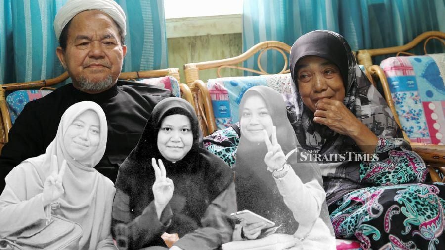 Mohd Nadzir Mohamed and his wife, Zainun Sulaiman underwent a profound change after witnessing the tragic incident on Dec 19 last year, where all three of their children - Nurul Syazwani Mohd Nadzir Sakinah, and Noor Fathiah - lay dead simultaneously. - NSTP/NIK ABDULLAH NIK OMAR