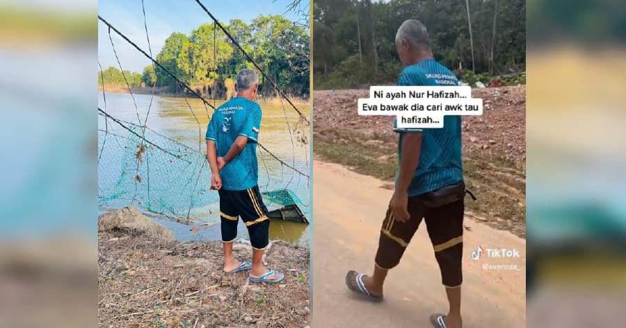 Known only as Zailan, the man refused to give up his search for Nur Hafizah, who was believed to have fallen off a suspension bridge in Kampung Aur, Bukit Ibam. - Screengrab via TikTok