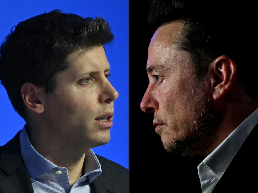 A combo picture showing Sam Altman, CEO of OpenAI (left) and X (formerly Twitter) CEO Elon Musk. Musk has launched a legal case against OpenAI, accusing its leaders of a "betrayal" of its founding mission. -- AFP